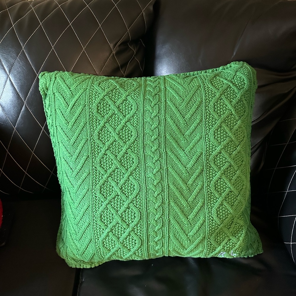 Ralph Lauren Green Knitted Throw Pillow
